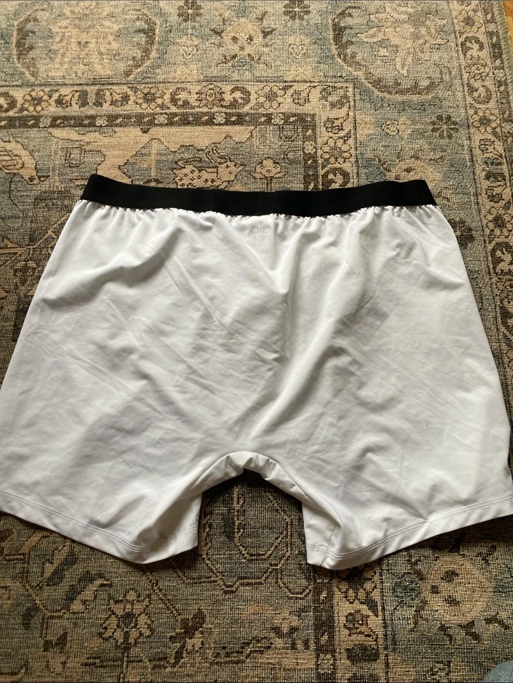 ALO Yoga Men’s White Boxer Briefs with Black Waistband